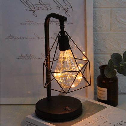 Retro Geometric Black Table Lamp for Home Decoration